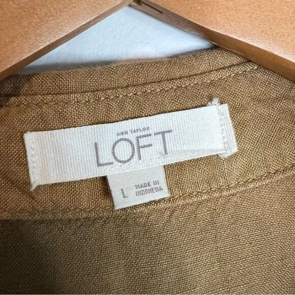 Ann Taylor LOFT Linen Blend Jumpsuit Size large Cargo Military Style - Picture 3 of 11